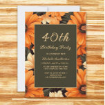 Enige Leeftijd Sinaasappel Bloemen Bruin 40ste Ver Kaart<br><div class="desc">40e verjaardagsfeestuitnodiging versierd met sinaasappel en crèmekleurige bloemetjes op een bruine achtergrond. Deze uitnodigingen kunnen worden aangepast voor iedereen van elke leeftijd. Neem contact met mij op voor hulp bij uw aanpassingen of om aanvullende matching of coördinatie van Zazzle producten aan te vragen voor uw feest.</div>