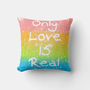 Enige Liefde is Echte Pastel Regenboog Sterren Kus Kussen