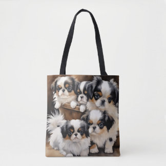 Enige ondeugende Japanse Chin-puppy's Tote Bag