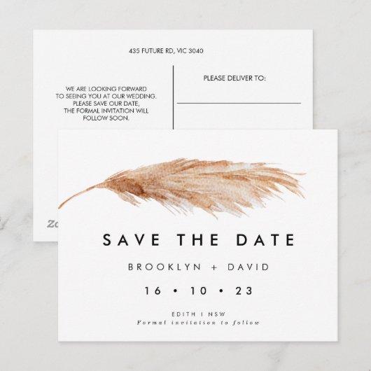 Enige Pampas grass sparen het Briefkaart van de Da (Voorkant / Achterkant)