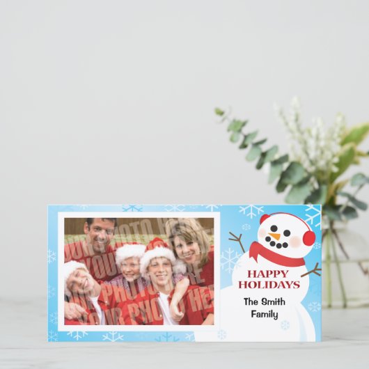 Enige photocard van de sneeuwman feestdagenkaart (Staand voorkant)