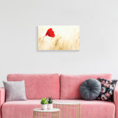 Enige Rode papaver in een grijs veld Canvas Afdruk (Insitu (Woonkamer))