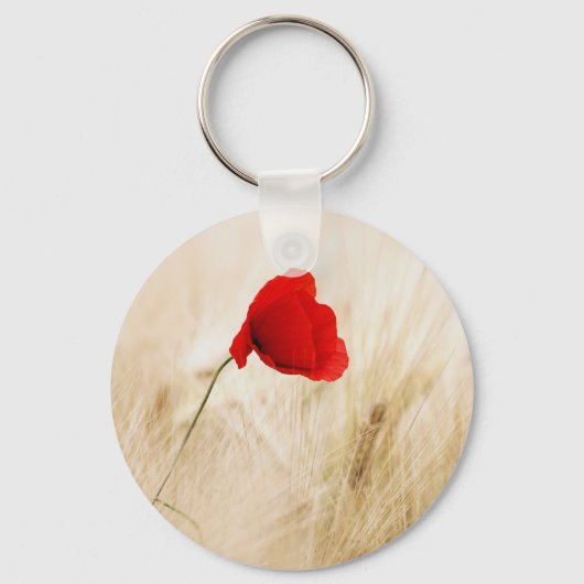 Enige Rode papaver in een grijs veld Sleutelhanger (Voorkant)