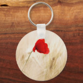 Enige Rode papaver in een grijs veld Sleutelhanger (Voorkant)