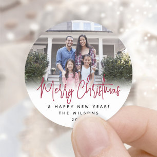 Enige Tekst Rood Script Typografie Eenvoudige Mode Ronde Sticker