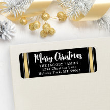 Enige Tekst Zwart en Goud Kerst Retouradres