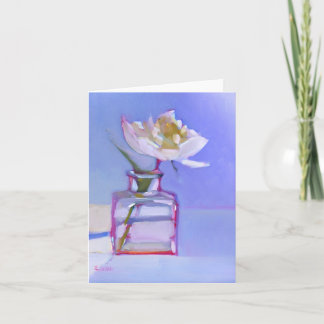 'Enige Witte Pioen in Glas Vase Kaart