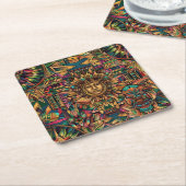Enigmatic Blue "Aztec Dream" Drink Coasters Kartonnen Onderzetters (Schuin)