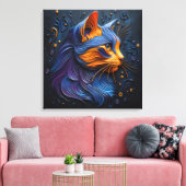 Enigmatic Feline Glance - AI-Creëer Canvas Afdruk (Insitu (Woonkamer))
