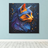 Enigmatic Feline Glance - AI-Creëer Canvas Afdruk (Insitu (Houten vloer))