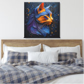 Enigmatic Feline Glance - AI-Creëer Canvas Afdruk (Insitu (Slaapkamer))