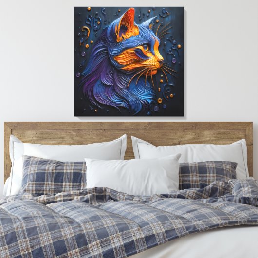 Enigmatic Feline Glance - AI-Creëer Canvas Afdruk (Insitu (Slaapkamer))