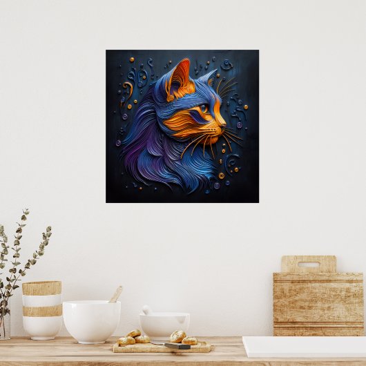 Enigmatic Feline Glance - AI-Creëer Poster (Keuken)