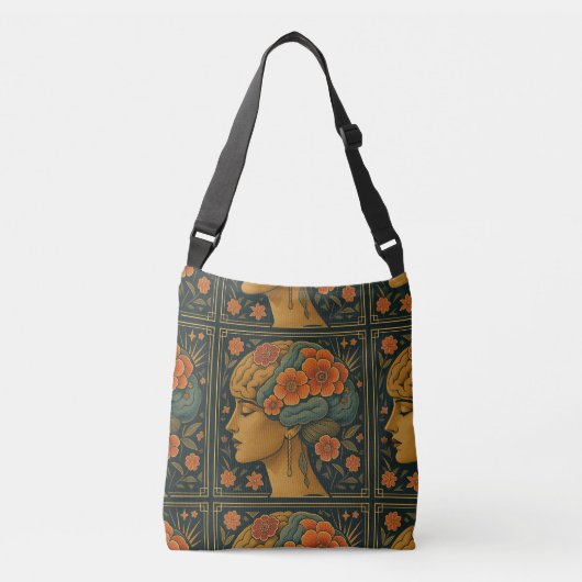 Enigmatic Floral Vrouw Brain Crossbody Tas (Voorkant)