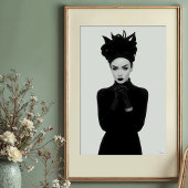 Enigmatic Glamour: portret van een monochrome Mode Poster