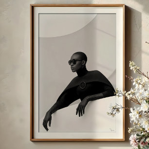 Enigmatic Muse: monochrome futuristische Mode Poster