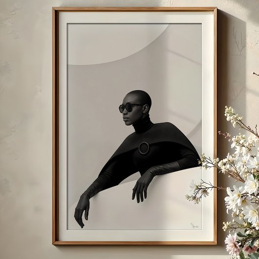 Enigmatic Muse: monochrome futuristische Mode Poster