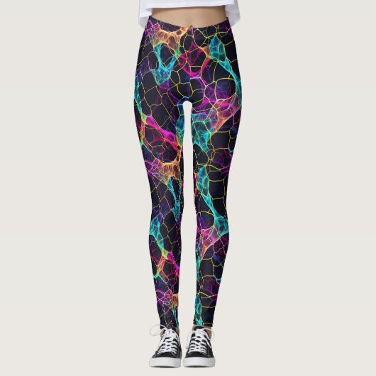 Enigmatic Neon Filament Webdesign Leggings (Voorkant)