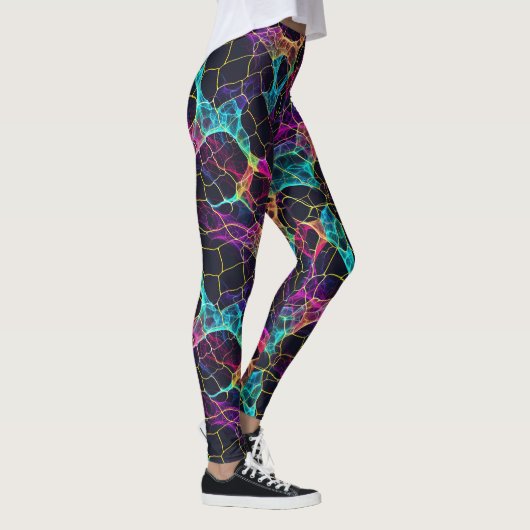 Enigmatic Neon Filament Webdesign Leggings (Rechts)