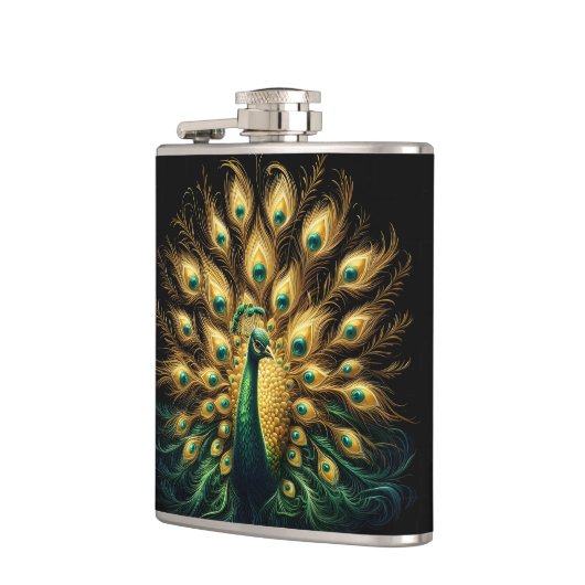 Enigmatic Peacock in Verdant Plumage Heupfles (Links)