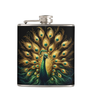 Enigmatic Peacock in Verdant Plumage Heupfles