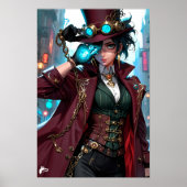 Enigmatic Steampunk Lady - Elegance and Mystery Poster (Voorkant)