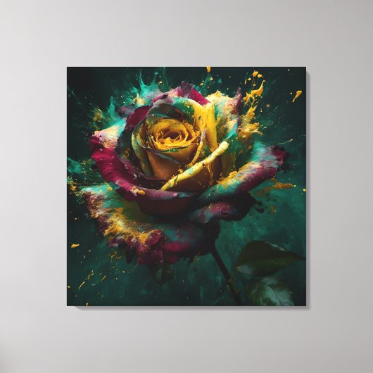Enigmatic Yellow Green Baccara Roos Canvas Afdruk (Voorkant)