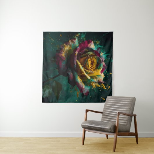 Enigmatic Yellow Green Baccara Roos Wandkleed (In Situ (horizontaal))