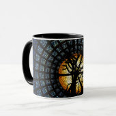 Enigmático Azul Escuro Simbólico Árvore Mística  Mok (Voorkant links)