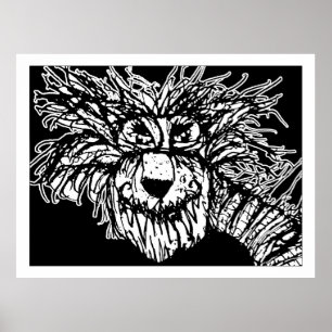 Enigmatisch Creature Portret - Zwart-wit Drawi Poster