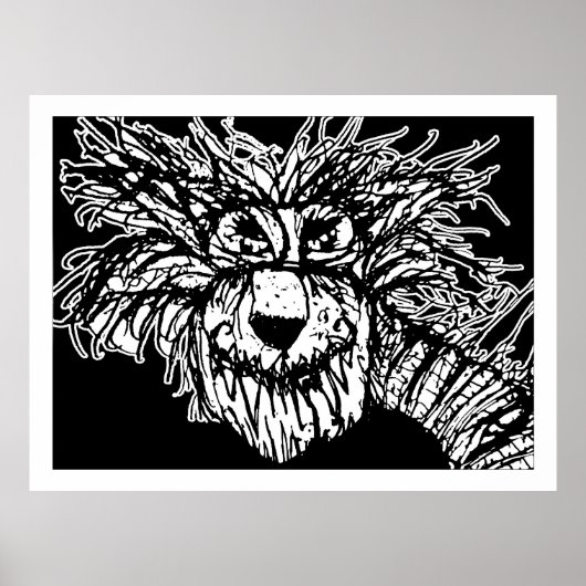 Enigmatisch Creature Portret - Zwart-wit Drawi Poster (Voorkant)