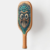 Enigmatisch masker gesneden op houten plaque Afbee Pickleball Paddle (Links)