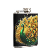 Enigmatische elegantie: een pauwen smaragdgroene p heupfles (Rechts)