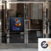 Enigmatische katachtige blik raamsticker (Kantoordeur)