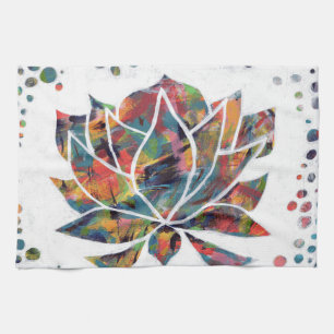 Enigmatische Oriental Lotus Flower Origineel Abstr Theedoek