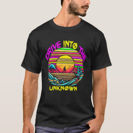 Enigmatische reis: Retro Sunset Exploration T-shirt