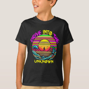 Enigmatische reis: Retro Sunset Exploration T-shirt