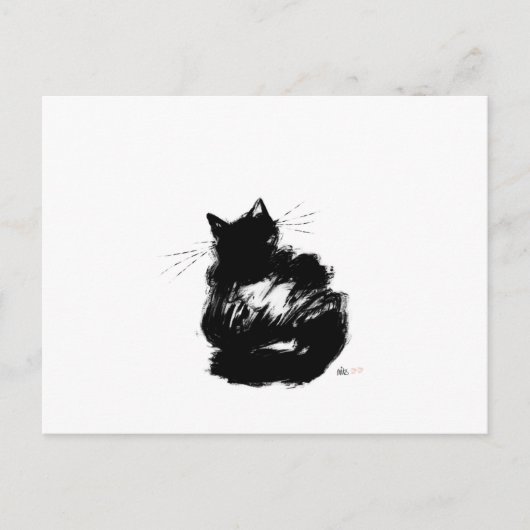 Enigmatische zwarte kat briefkaart (Voorkant)