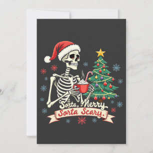 Enigszins Kerstmis Enigszins Eng Spookachtig Skele Feestdagenkaart