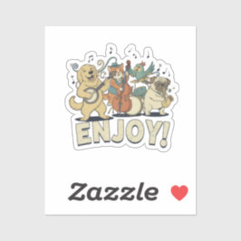 “Enjoy – Cute Pets Playing Musical Instruments Sticker