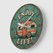 Enjoy Life Camper Rustic Trailer Gift for Campers Grote Klok (Hoek)