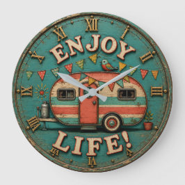 Enjoy Life Camper Rustic Trailer Gift for Campers Grote Klok
