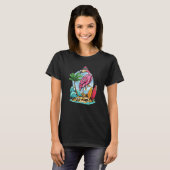 Enjoy Life Flamingo Surf Summer Waves Surfboard Su T-shirt (Voorkant volledig)