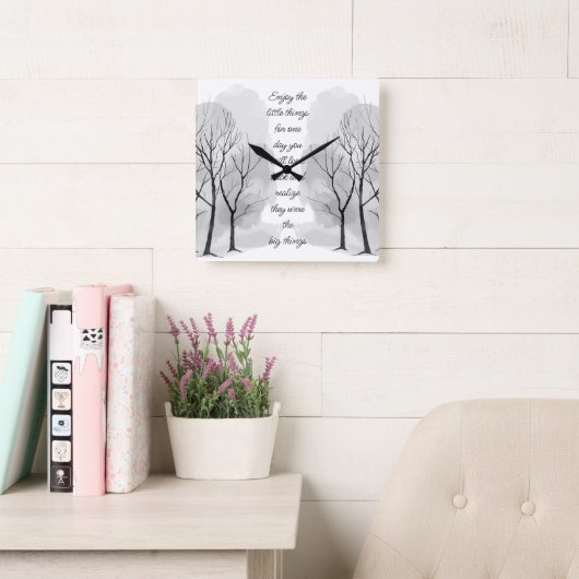 Enjoy Little Things Inspirational Life Quote Vierkante Klok (Leeskamer)