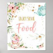 Enjoy Some Food Tea Party Baby Brewing Baby Shower Poster (Voorkant)