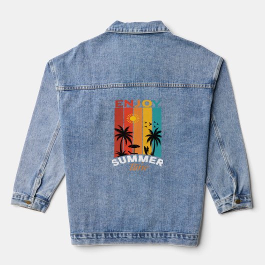 Enjoy Summer Time Retro Beach Tee Denim Jacket (Achterkant)