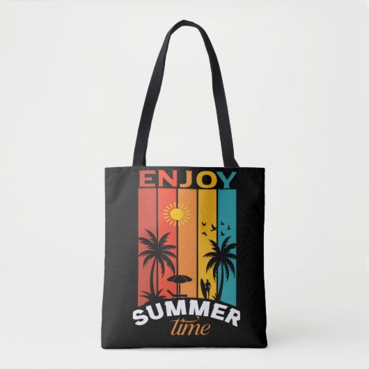 Enjoy Summer Time Retro Beach Tee Tote Bag (Voorkant)