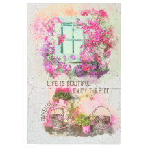 Enjoy The Ride Watercolor Bicycle With Flowers