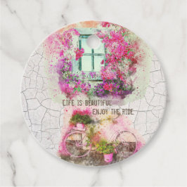 Enjoy The Ride Watercolor Bicycle With Flowers Bedankjes Labels