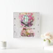 Enjoy The Ride Watercolor Bicycle With Flowers Vierkante Klok (Huis)